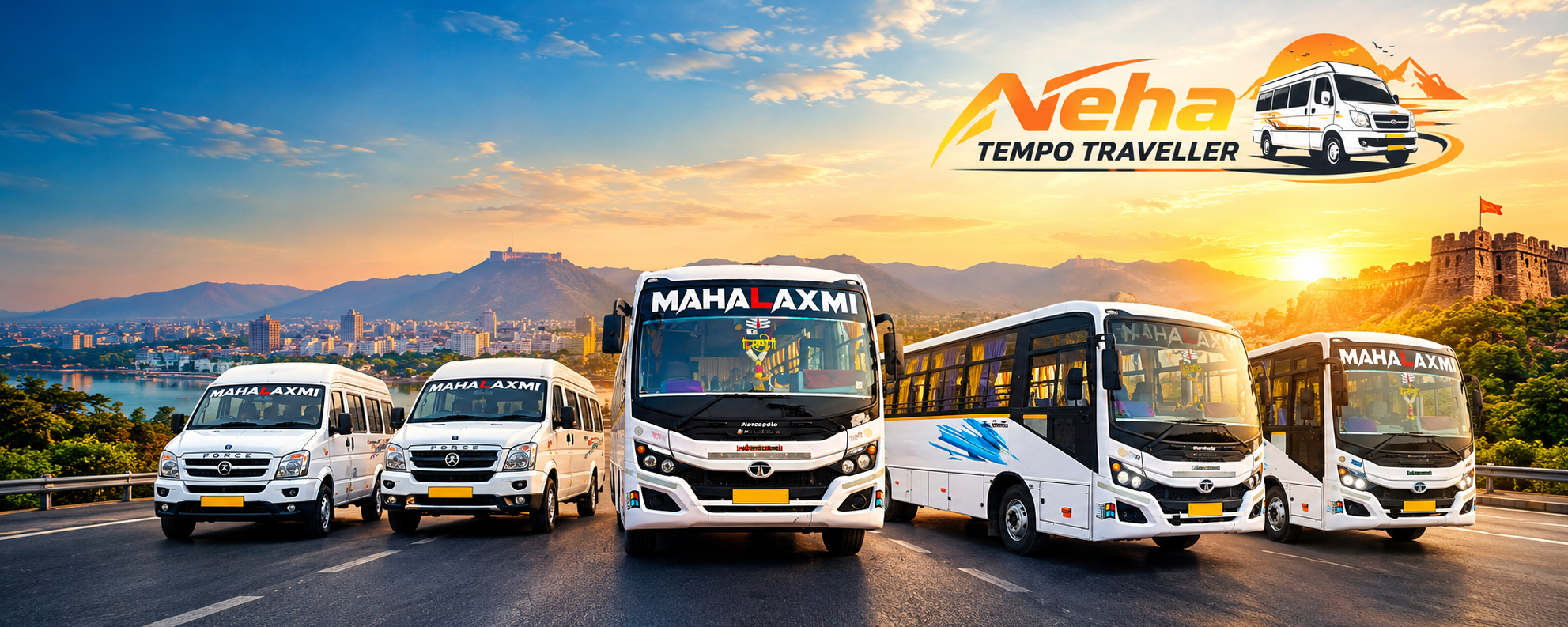 Wedding tempo traveller convoy waiting at a venue in Pune